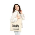 Elegantly Chaotic Mom Friend Canvas Tote Bag | Funny Zero Foxes Given Bag | Minimalist Mom Aesthetic | Bestie Gift | New Mom Survival Tote