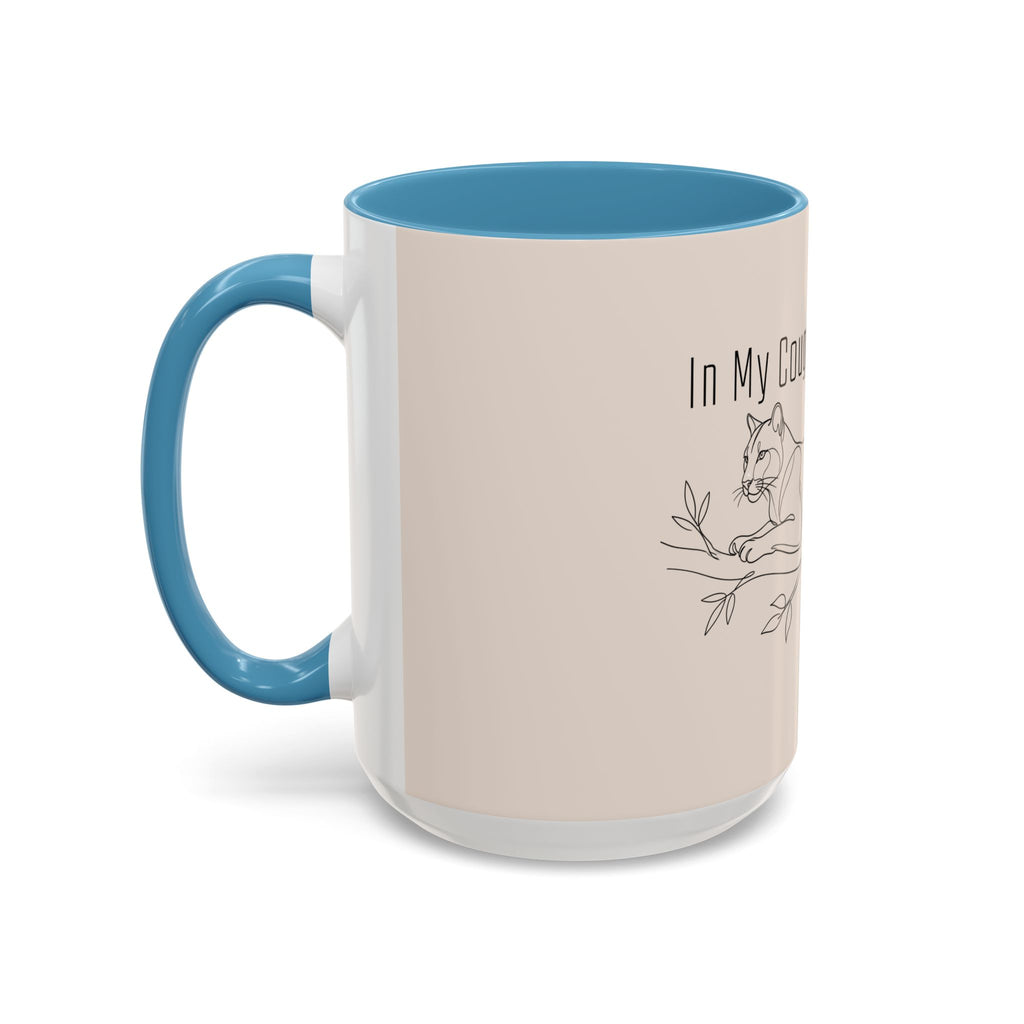 In My Cougar Puberty Era Mug — Funny Line Art Cougar Coffee Cup, Ceramic Accent Mug, PolishedPanic Cute Cat Gift for Her