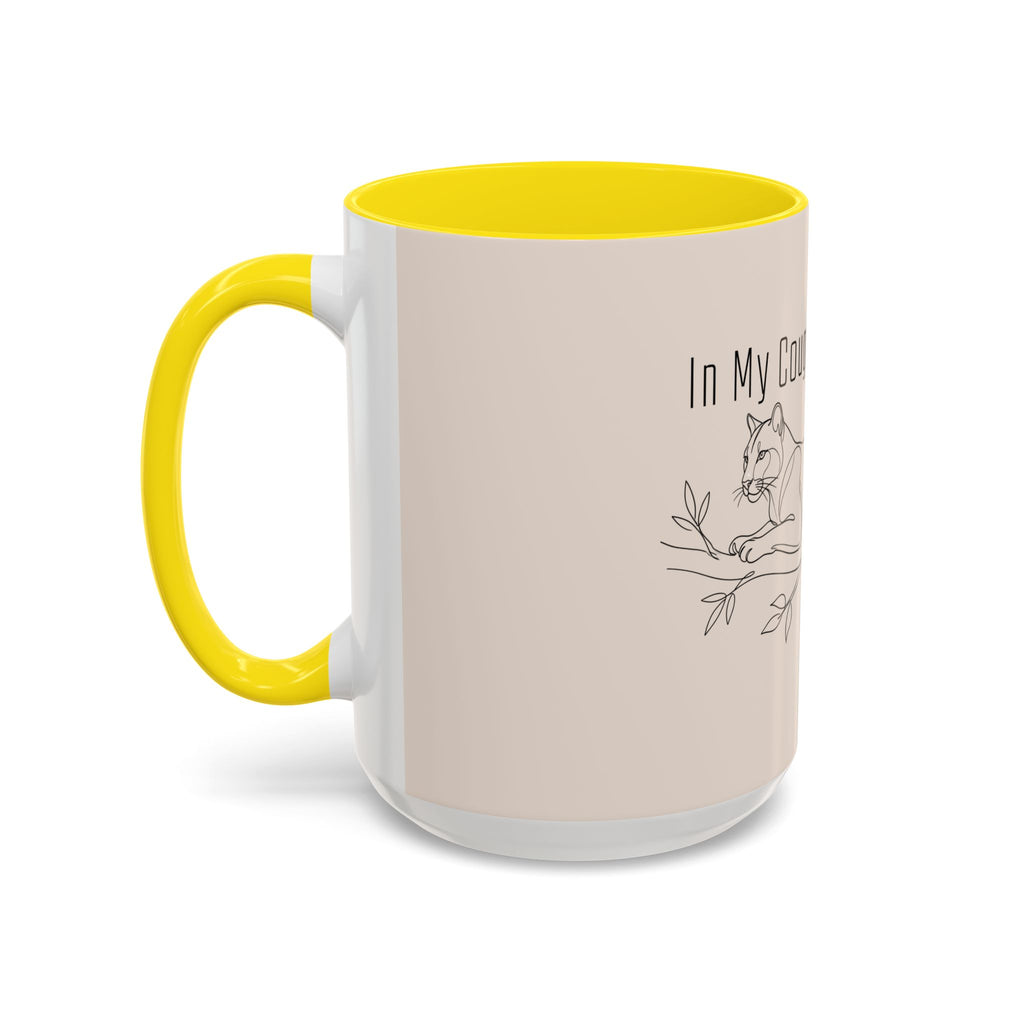 In My Cougar Puberty Era Mug — Funny Line Art Cougar Coffee Cup, Ceramic Accent Mug, PolishedPanic Cute Cat Gift for Her