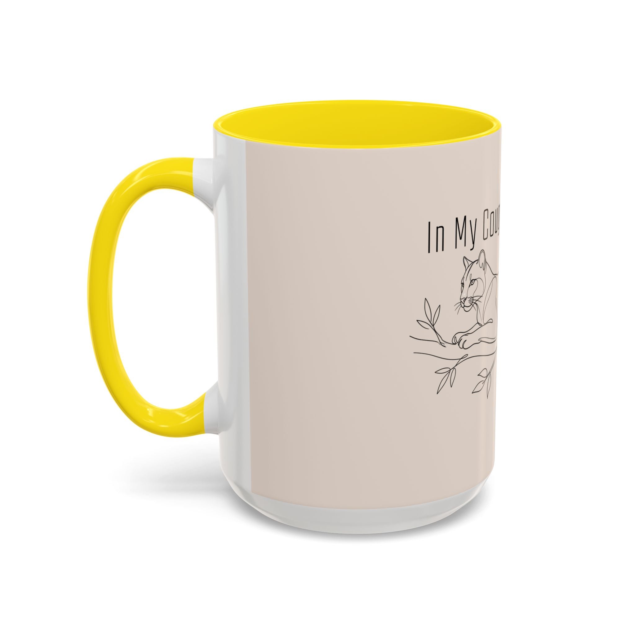 In My Cougar Puberty Era Mug — Funny Line Art Cougar Coffee Cup, Ceramic Accent Mug, PolishedPanic Cute Cat Gift for Her