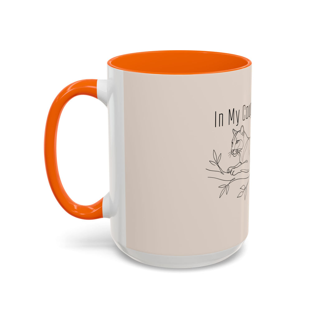 In My Cougar Puberty Era Mug — Funny Line Art Cougar Coffee Cup, Ceramic Accent Mug, PolishedPanic Cute Cat Gift for Her