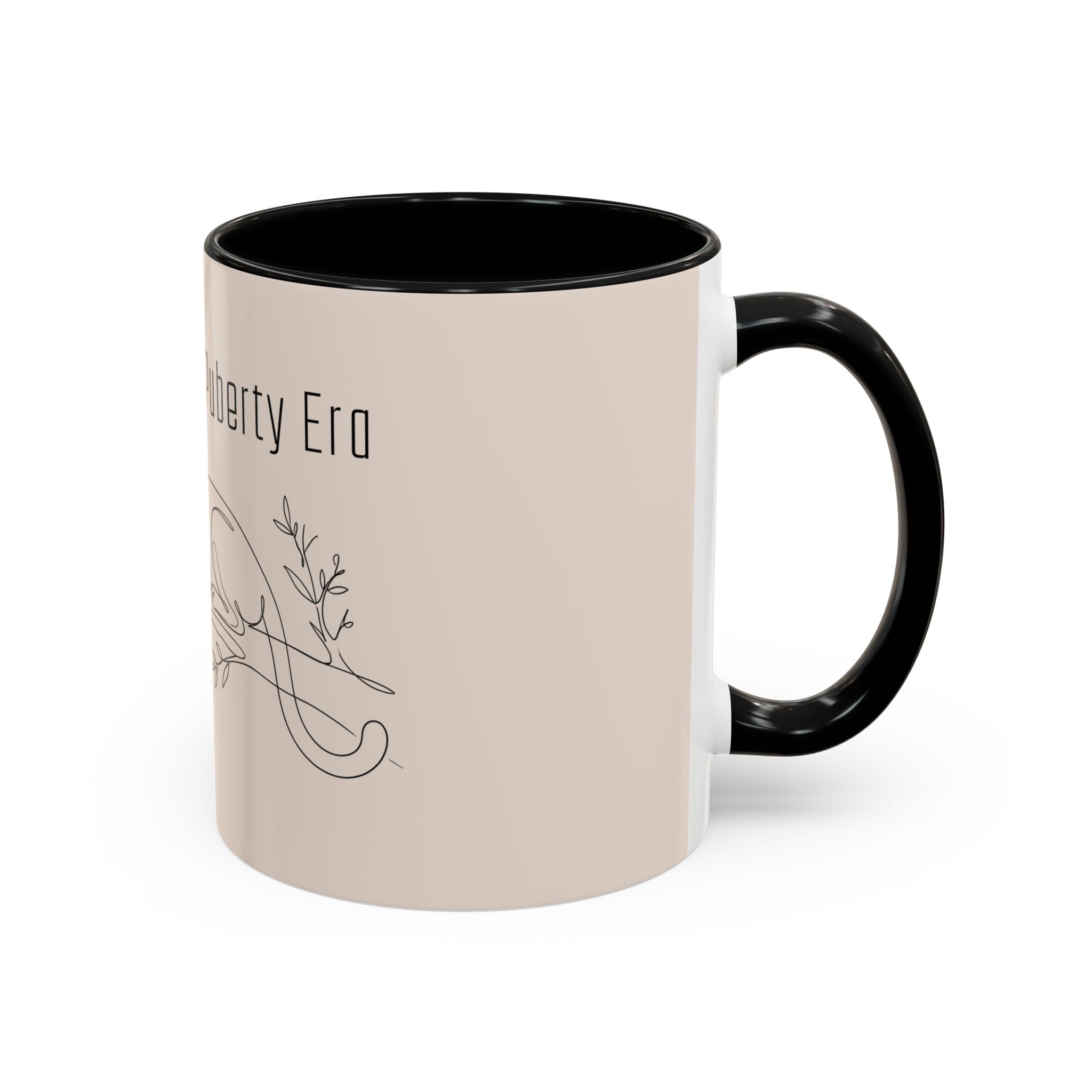 In My Cougar Puberty Era Mug — Funny Line Art Cougar Coffee Cup, Ceramic Accent Mug, PolishedPanic Cute Cat Gift for Her